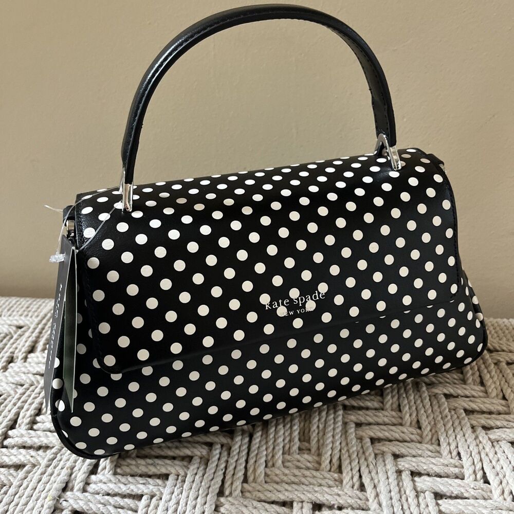 Kate Spade Grace Polka Dot Fine Smooth Leather Convertible Bag Purse Satchel NWT